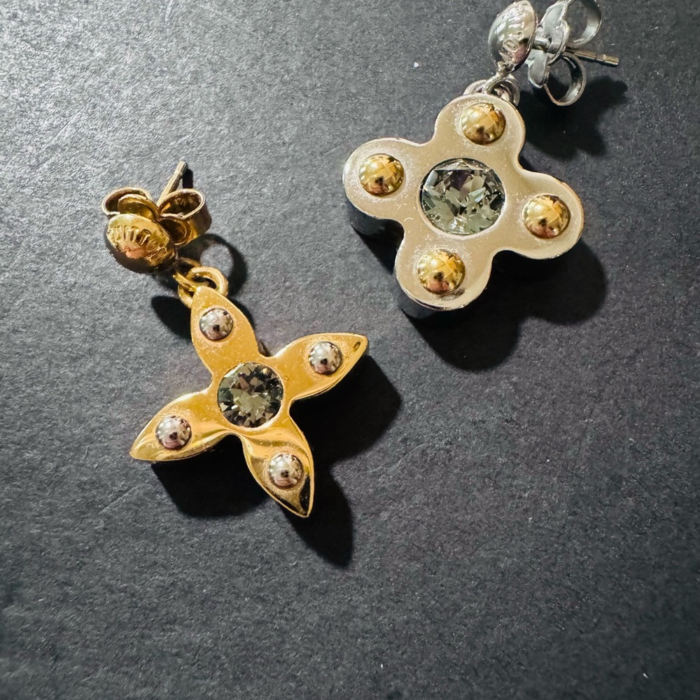 Elegant Gold and Silver Floral Earrings